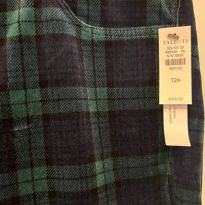 Talbots Green, Blue and Black Plaid Pants